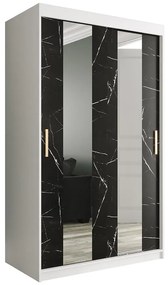 Skriňa Marmur Pole 120 biely/mramor čierna