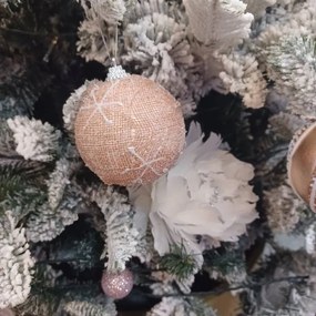 DECOLED Plastová guľa, d. 8 cm, ružová, so snehovou vločkou