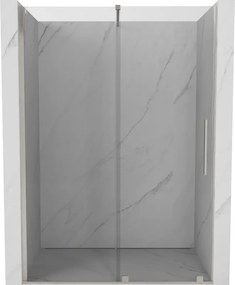 Mexen Velar, posuvné sprchové dvere do otvoru 130 cm, 8mm číre sklo, brúsená oceľ, 871-130-000-01-97