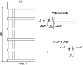 Mexen Jukon, vykurovacie teleso 988 x 500 mm, 364 W, zlatá lesklá, W116-0988-500-00-50