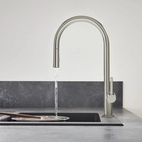 HANSGROHE Talis M54 páková drezová batéria s vyťažiteľnou sprškou s prepínaním, 2jet, výška výtoku 210 mm, vzhľad nerezovej ocele, 72800800