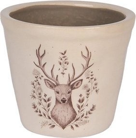 Béžový obal na kvetináč s jeleňom Gentle Wilderness XS - Ø 12*11 cm