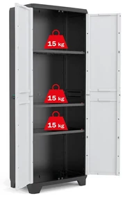 Plastová skriňa delená LINEAR, 3 police, 173x68x39 cm