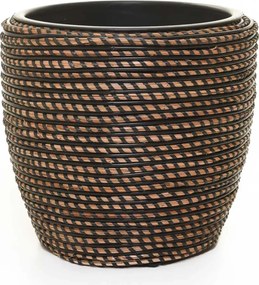 Interiérový kvetináč MASTELLO, ratan, 33x30 cm, natur/čierna