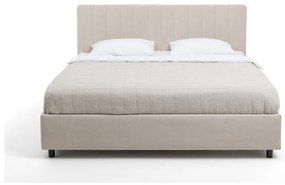 Béžová čalúnená dvojlôžková posteľ s úložným priestorom s matracom/s roštom 160x200 cm Myra Slim Line - Bonami Selection