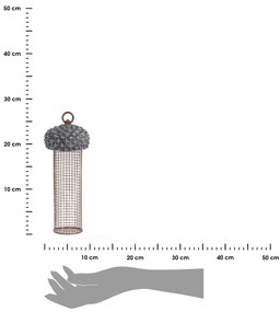 Závesné kŕmidlo pre vtáky Acorn2, 27,5x10 cm, kov/polyesterová živica, sivá