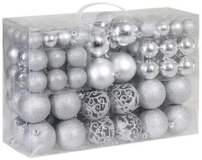 Súprava vianočných gulí REGALO 100 ks strieborná