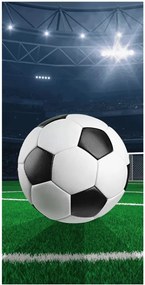 Bavlnená osuška s futbalovou loptou na štadióne