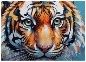 Sklenený obraz - Pohľad tigra, maľba (70x50 cm)