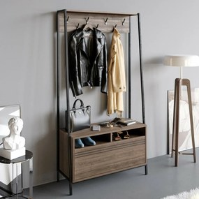 Vešiak s botníkom Devin Walnut and Black