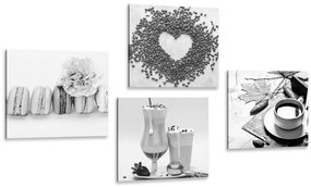 Set obrazov nápoje so sladkým potešením v čiernobielom prevedení Varianta: 4x 60x60