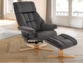 Relaxačné kreslo s taburetom Merita, antracitová látka%