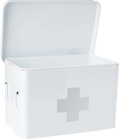 Lekárnička, kovový box na lieky, 2v1, biela MEDICINE XL 32 x 20 x 21