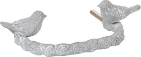 Šedá kovová úchytka s vtáčikmi - 13*3*8 cm