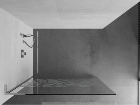 Mexen Kioto L, sprchová zástena Walk-In 80 x 200 cm, 8mm číre sklo biely vzor, chrómový profil, 800-080-103-01-85