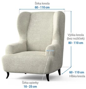 Bielastické poťahy COSTINA smotanová kreslo ušiak (š. 60 - 110 cm)