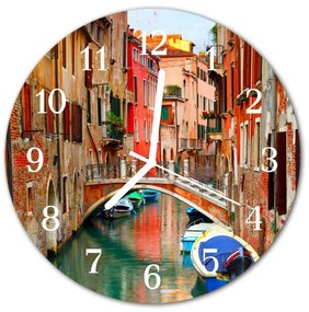 Nástenné sklenené hodiny Benátky fi 30 cm