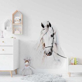 Gario Detská nálepka na stenu Biely akvarelový kôň Rozmery: 100 x 100 cm
