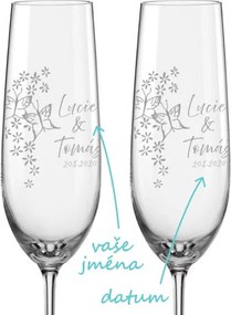 Svadobné poháre na sekt Motýliky, 2 ks