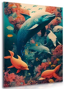 Obraz surrealistické delfíny Varianta: 80x120