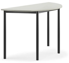 Stôl BORÅS, polkruh, 1200x600x760 mm, laminát - šedá, antracit