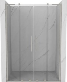 Mexen Velar L Duo, posuvné sprchové dvere do otvoru 150 cm, 8mm číre sklo, brúsená oceľ, 871-150-003-02-97