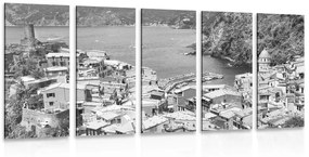 5-dielny obraz čiernobiele pobrežie Talianska