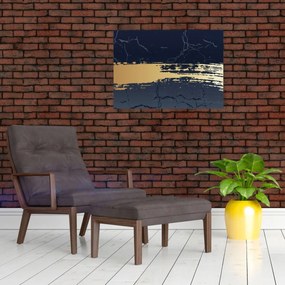 Obraz - Modrá a zlatá abstrakcia N⁰2 (70x50 cm)