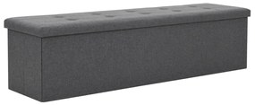 vidaXL Skladacia úložná lavica umelý ľan 150x38x38 cm tmavošedá