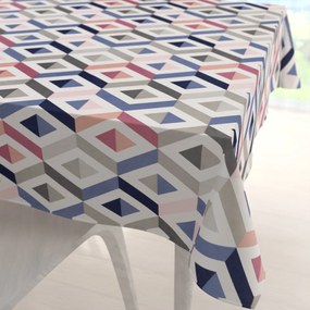 Biante Bavlnený štvorcový obrus Sandra SA-573 Modro-ružovo-sivé kosoštvorce 110x110 cm