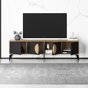 TV stolík v dekore duba v čierno-prírodnej farbe 180x51 cm Vae – Marckeric