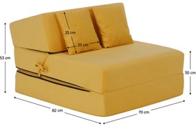 Skladacie kreslo/matrac PELOS, žltá
