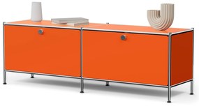 Kovová nízka skrinka »CN3« s výklopnými priehradkami, oranžová