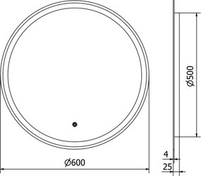 Mexen Gobi osvetlené kúpeľňové zrkadlo okrúhle, 60 cm, LED 6000K, proti zahmlievaniu - 9801-060-060-611-00