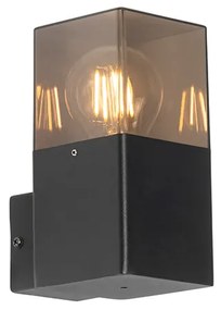 Moderné vonkajšie nástenné svietidlo čierne IP44 s efektom dymového skla - Dánsko
