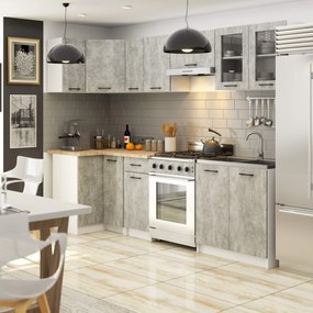 Kuchyňská rohová linka Olivie 3 m prosklená beton/dub sonoma