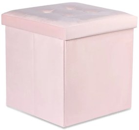 Skladacia taburetka L zamatová, ružová