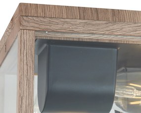 Priemyselné stropné svietidlo s drevenou potlačou IP44 2-Lights - Charlois