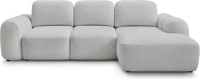 Svetlosivá rozkladacia/s úložným priestorom rohová pohovka z textílie buklé (pravý roh/s leňoškou) Montaigne – Bobochic Paris