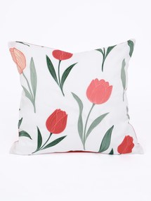 Bavlnená obliečka na vankúš Renforcé 40 × 40 cm - Kvety tulipánov červené