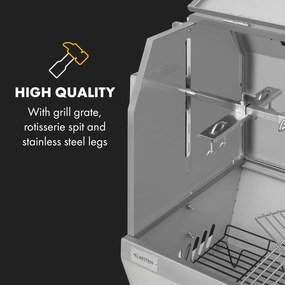 Klarstein Sauenland Pro XL, gril na prasiatko, otočný špíz, 13 W, 4 kolieska, ušľachtilá oceľ