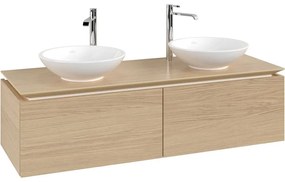 VILLEROY &amp; BOCH Legato závesná skrinka pod dve umývadlá na dosku, 2 zásuvky, 1400 x 500 x 380 mm, Nordic Oak, B59100VJ