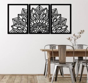 3-dielna mandala kvetov – moderná drevená nástenná dekorácia do obývačky | SENTOP HDF0583