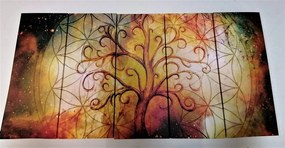 5-dielny obraz strom s kvetinou života Varianta: 100x50