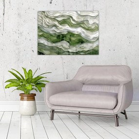 Obraz - Zelenobiele vlnky (70x50 cm)