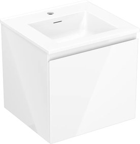 Mexen Orio, kúpeľňová skrinka 50 cm s umývadlom Otis, 1 zásuvka, biela lesklá, 91A10-05047-1-BF00-W18M00