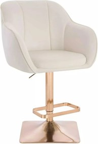 LuxuryForm DESIGN Barová stolička AVOLA VELUR na zlatej hranatej podstave - biela