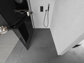 Mexen Kioto+ L, sprchová zástena Walk-In s poličkou a vešiakom 80 x 200 cm, 8mm šedé sklo, čierny profil, 800-080-123-70-40
