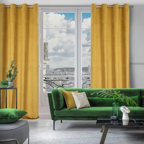 ZATEMŇOVACÍ ZÁVES NA KRÚŽKOCH LILI 140X250 CM MEDOVÁ