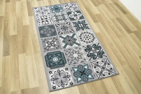 Protišmykový koberec/ behúň Patchwork tyrkysový